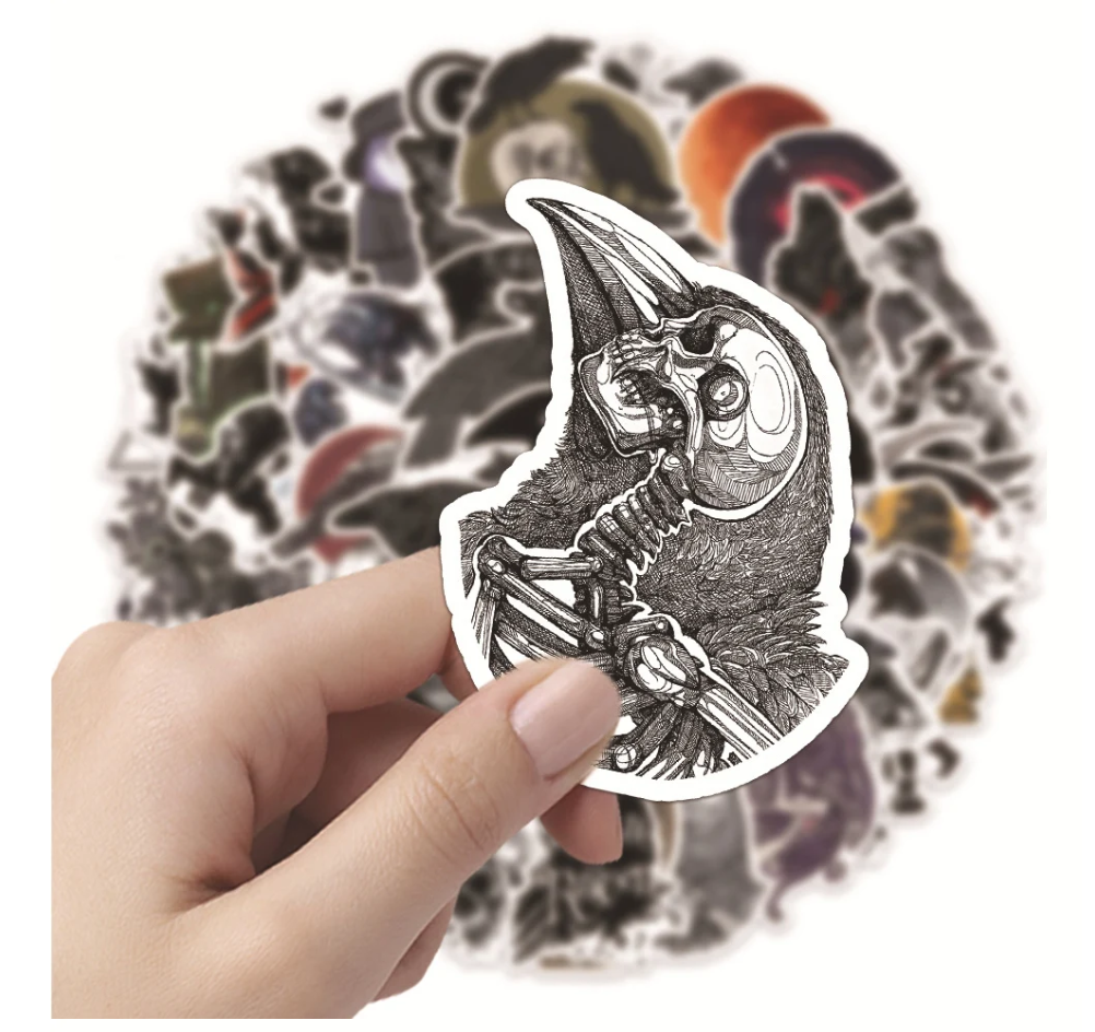 50 Pcs Gothic Raven Stickers