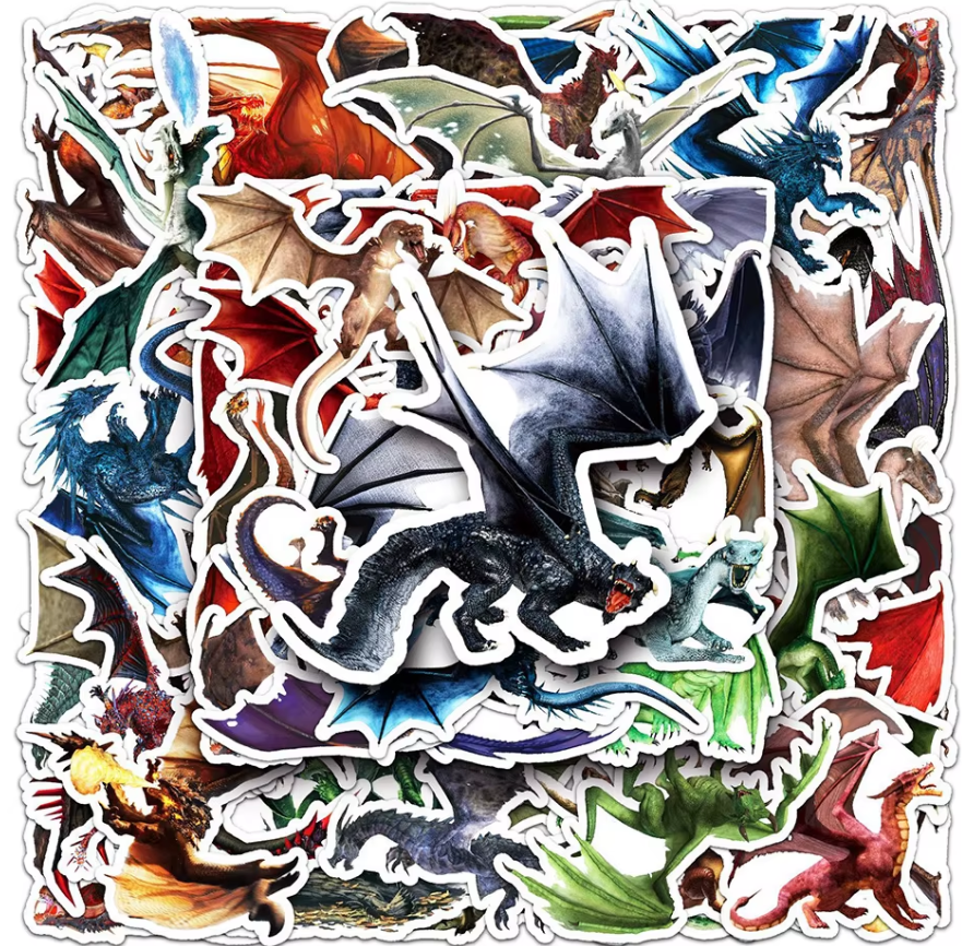 50 Pcs Dragon Stickers