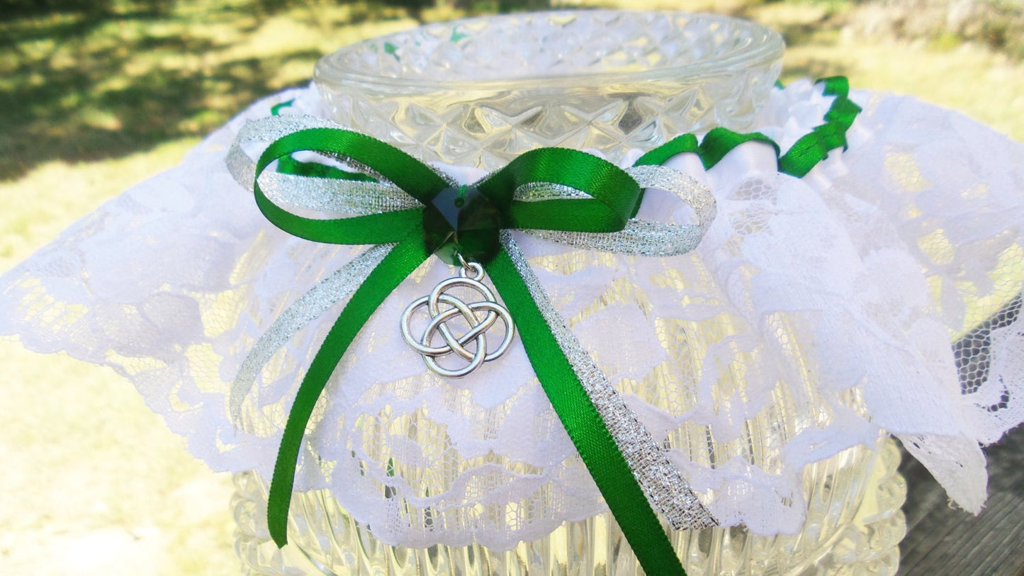 Green Celtic Know Irish Wedding Garter
