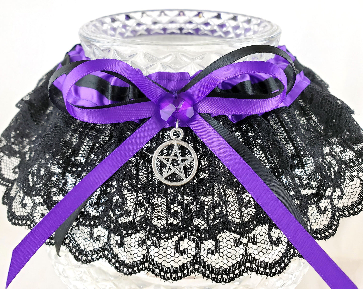 Purple Pentacle Handfasting Wedding Garter Set