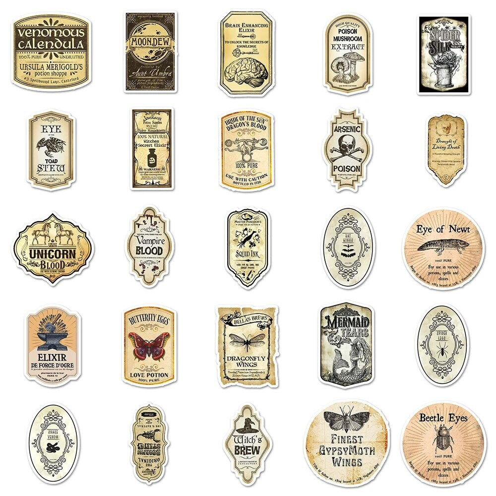 Vintage Aesthetic Potion Bottle Stickers