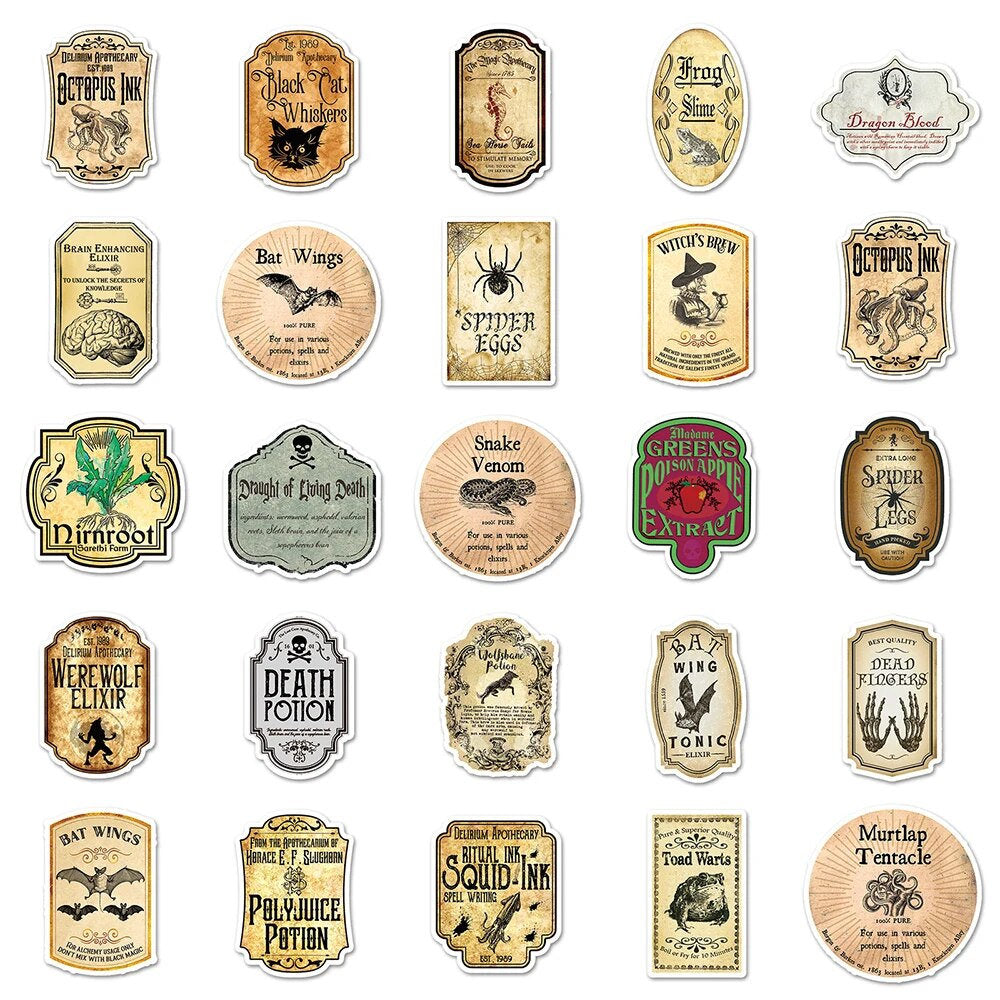 Vintage Aesthetic Potion Bottle Stickers