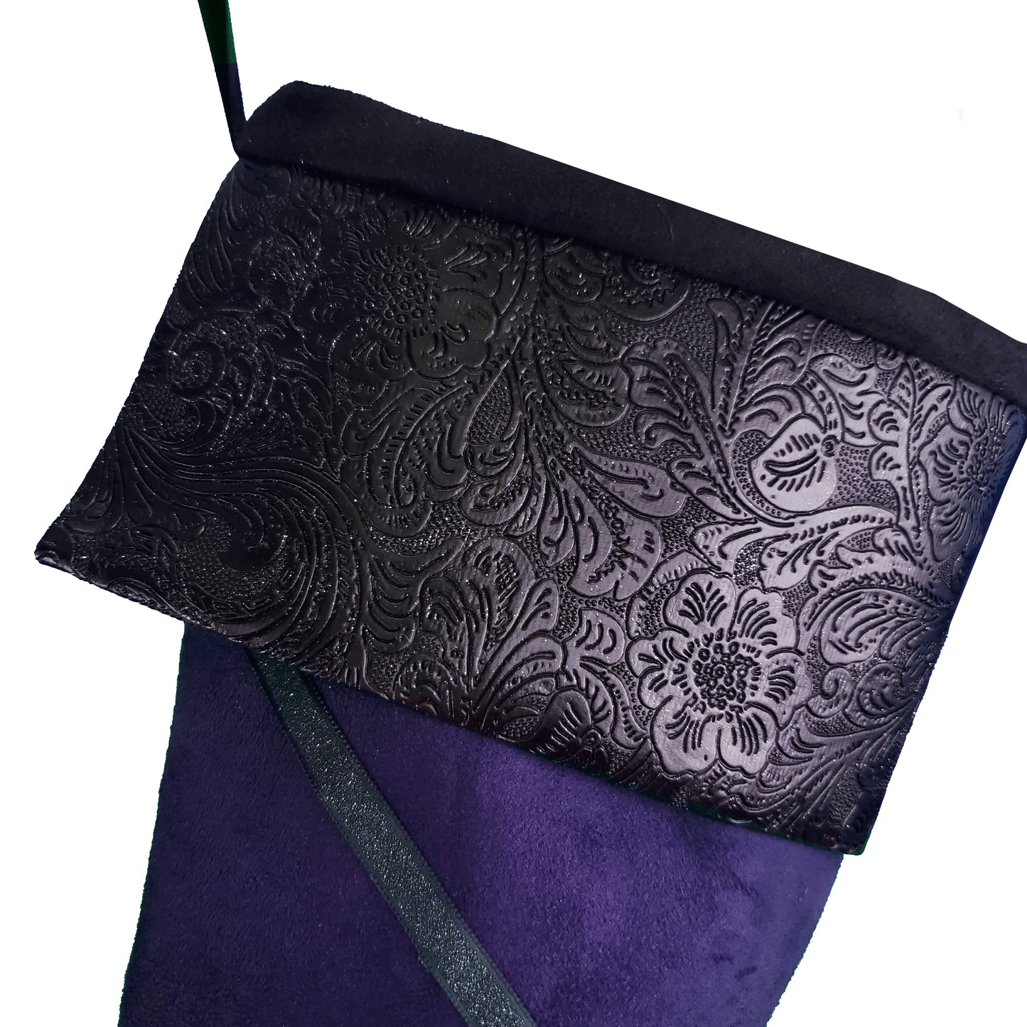 Handmade Purple Faux Suede Jester Christmas Stocking: Gothic Yule Decor