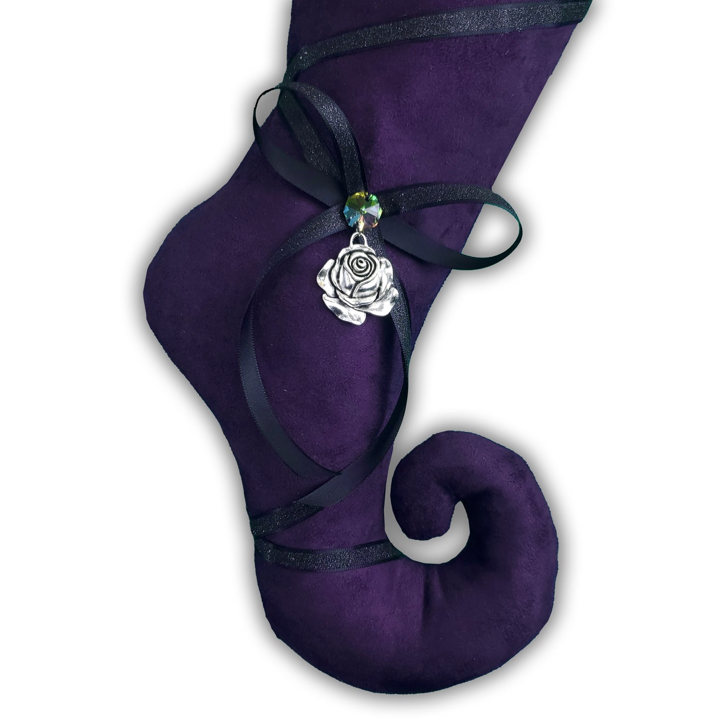 Handmade Purple Faux Suede Jester Christmas Stocking: Gothic Yule Decor