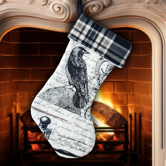Handmade Gothic Crow Christmas Stocking: Gothic Yule Decor