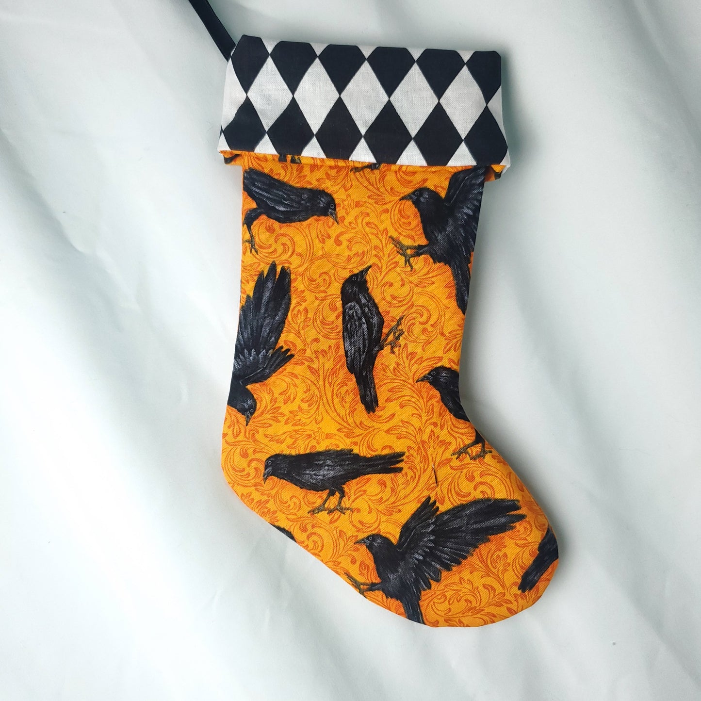 Handmade Gothic Crow Christmas Stocking: Gothic Yule Decor