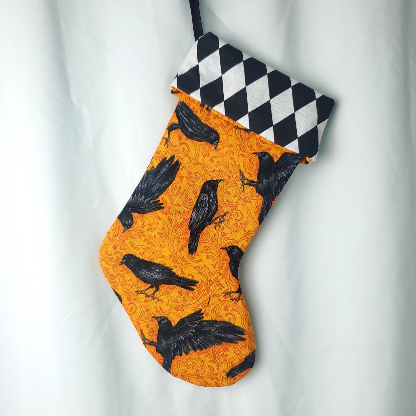 Handmade Gothic Crow Christmas Stocking: Gothic Yule Decor
