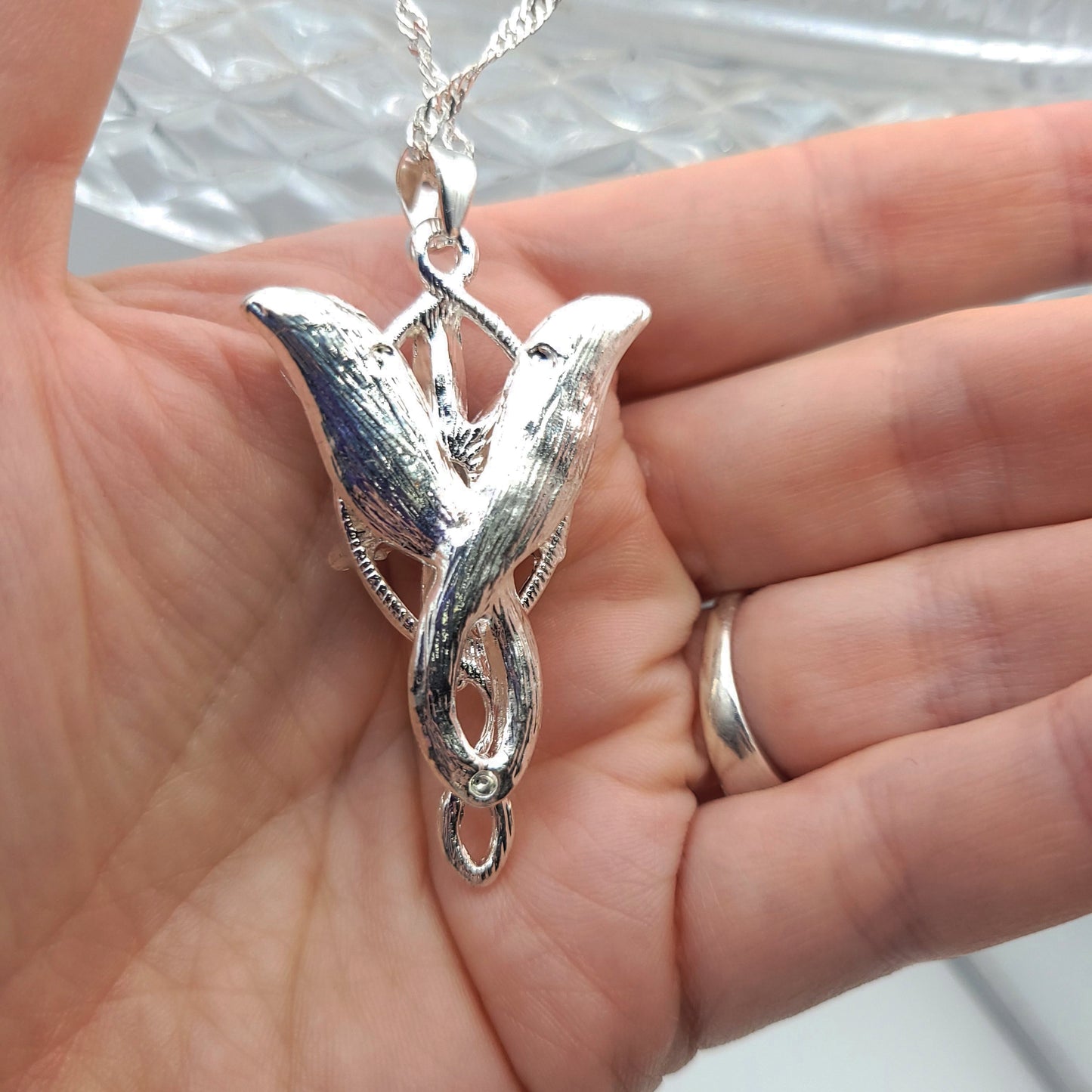Sparkling White Elven Star Necklace