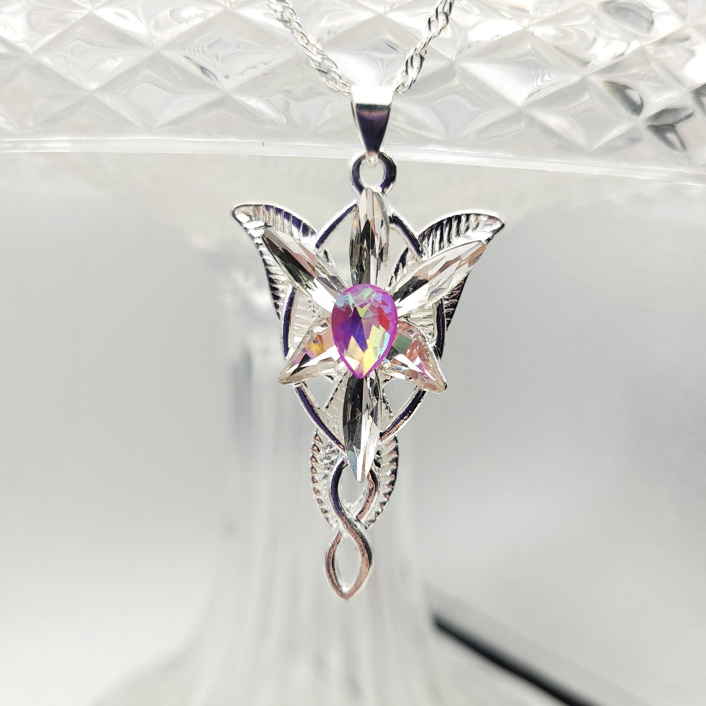 Sparkling Pink Elven Star Necklace
