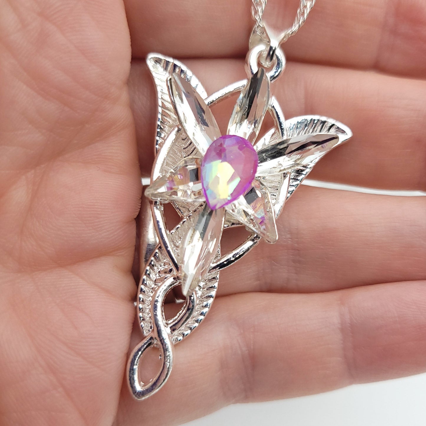 Sparkling Pink Elven Star Necklace