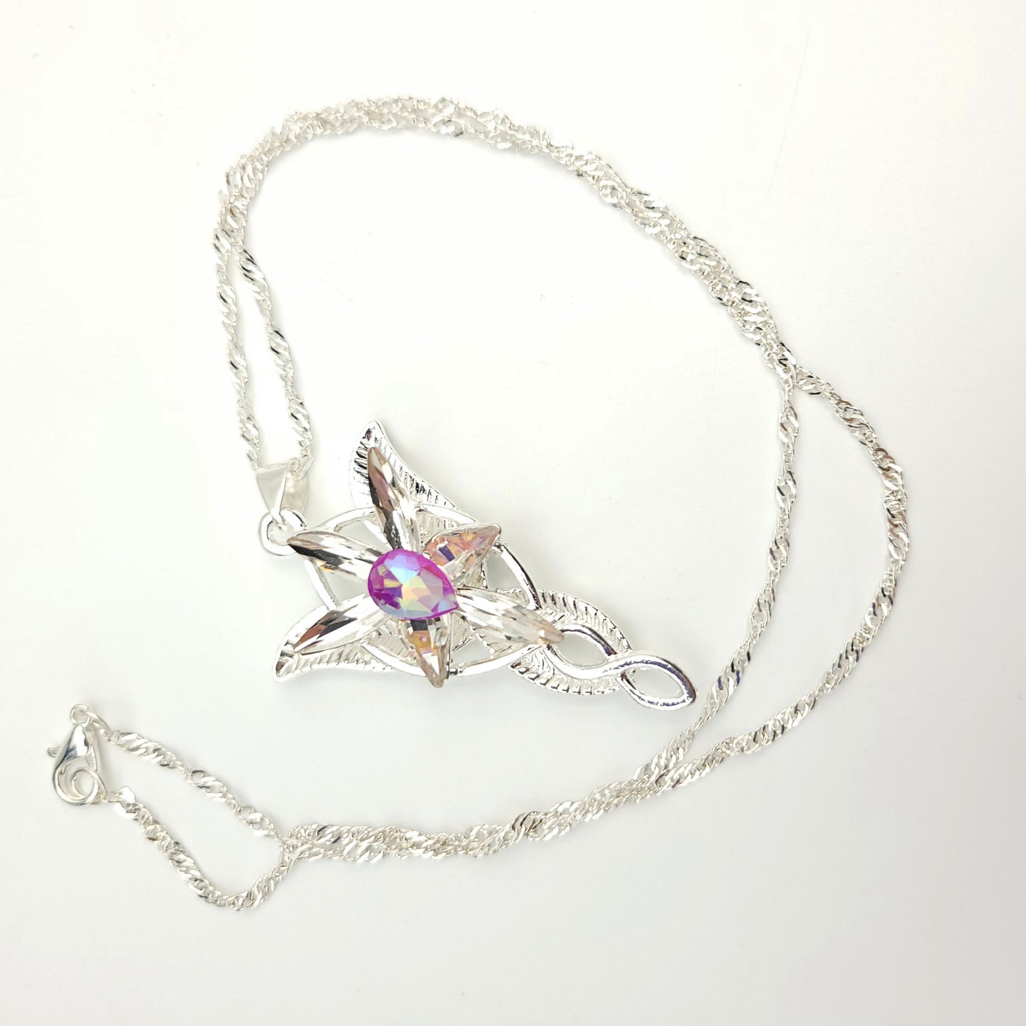 Sparkling Pink Elven Star Necklace