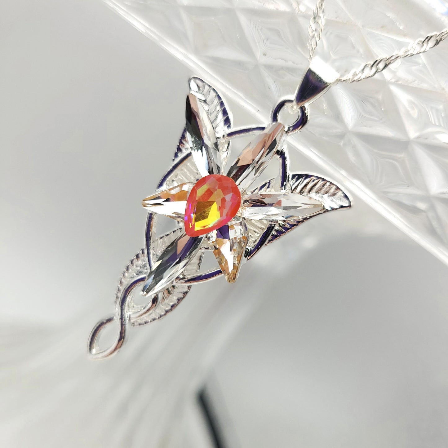 Sparkling Orange Elven Star Necklace