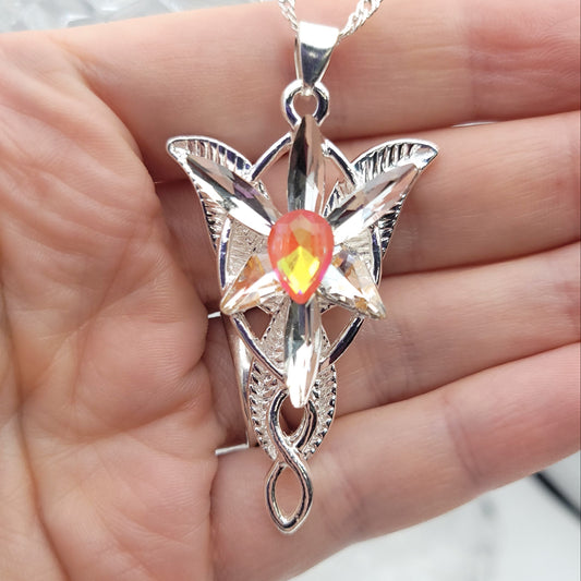 Sparkling Orange Elven Star Necklace
