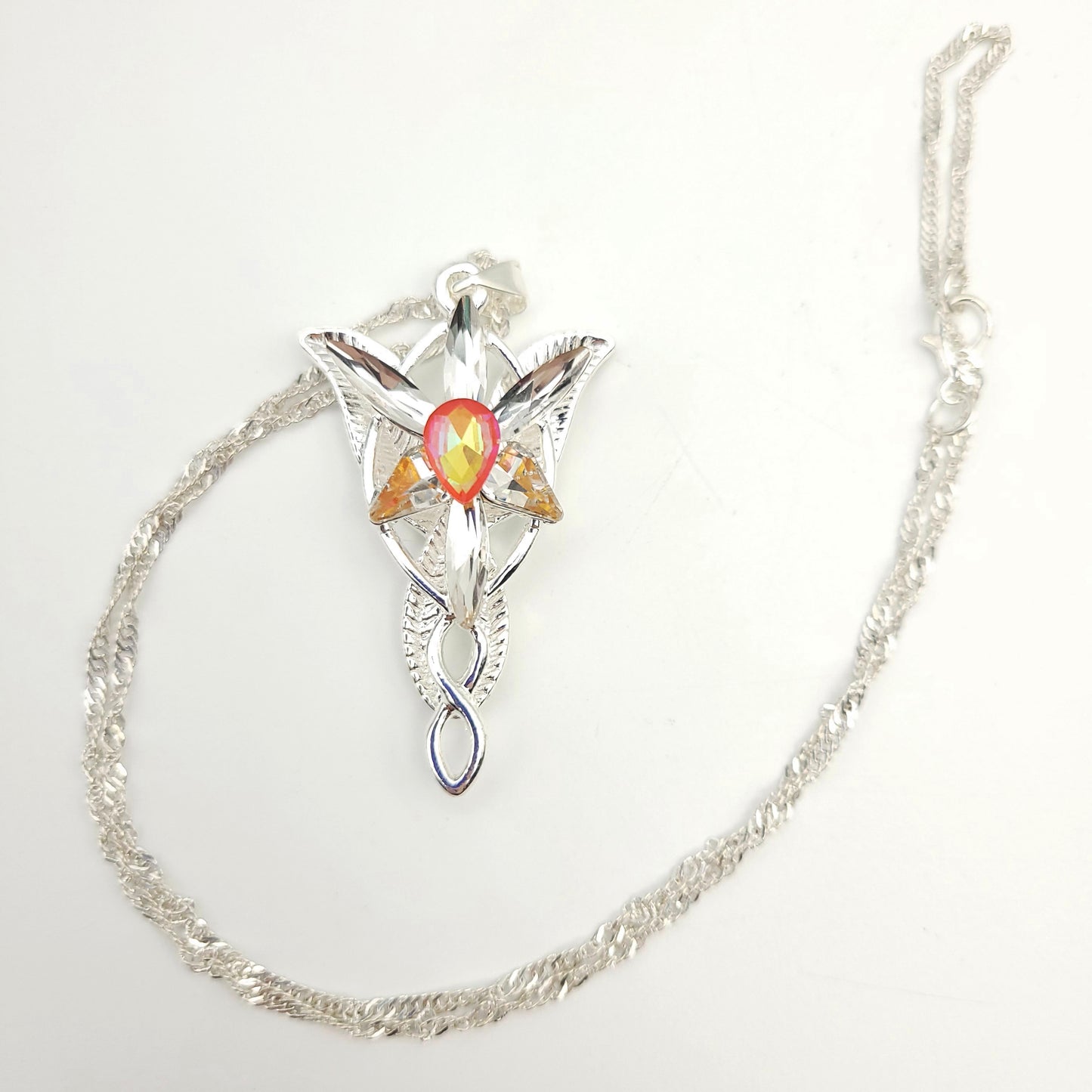Sparkling Orange Elven Star Necklace
