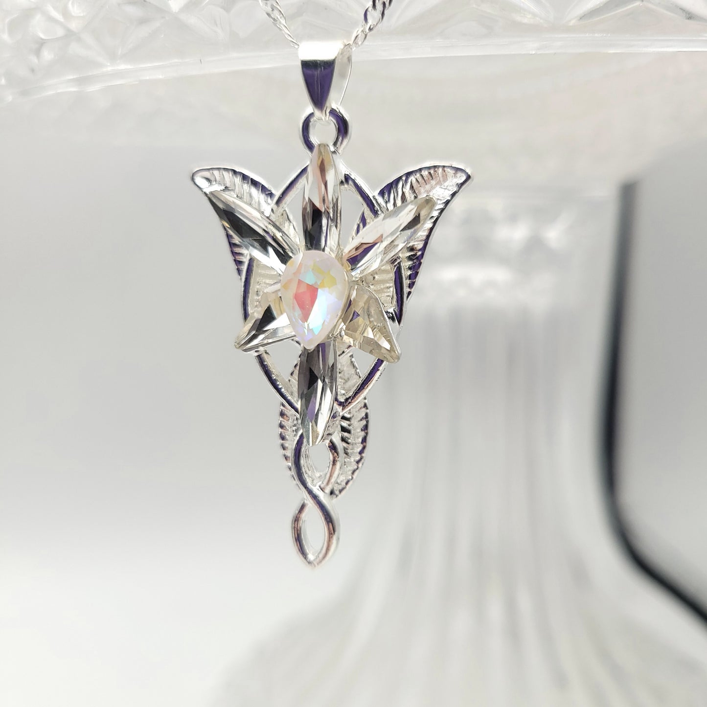 Sparkling White Elven Star Necklace