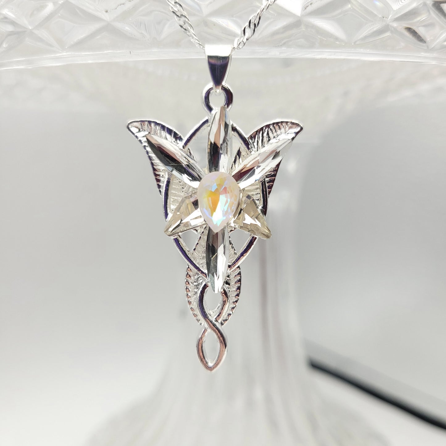 Sparkling White Elven Star Necklace