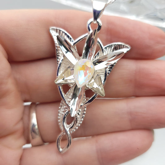 Sparkling White Elven Star Necklace