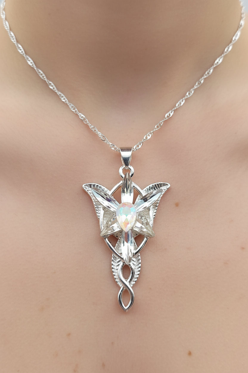 Sparkling White Elven Star Necklace