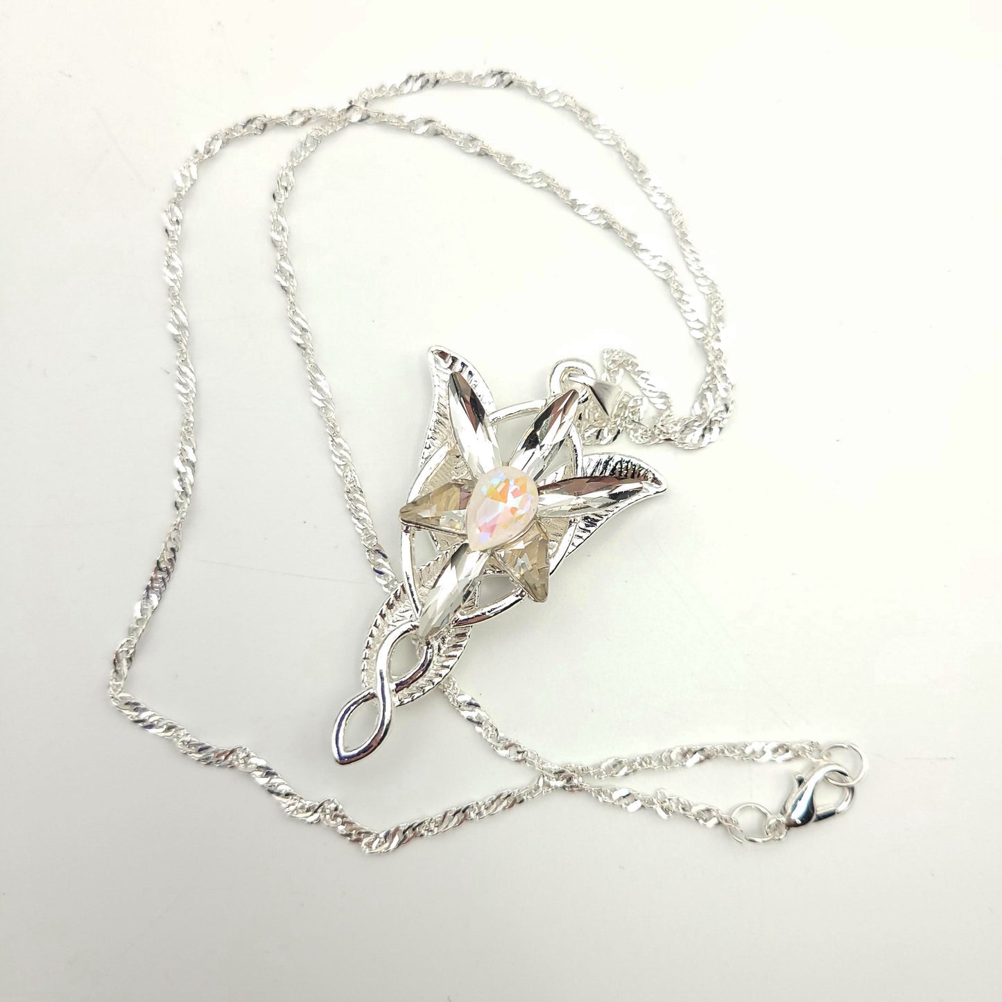 Sparkling White Elven Star Necklace