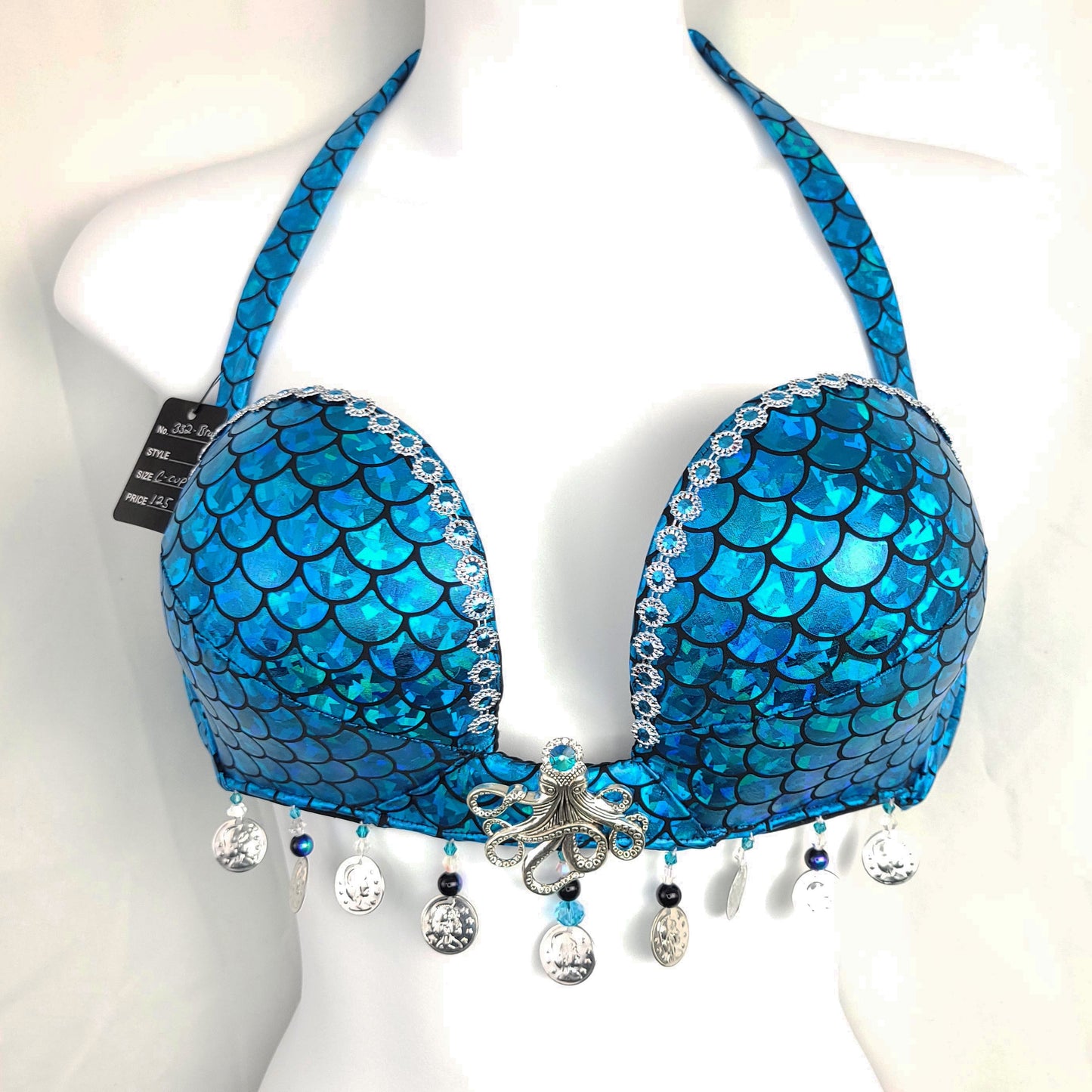 Blue Mermaid Scale Bra Top