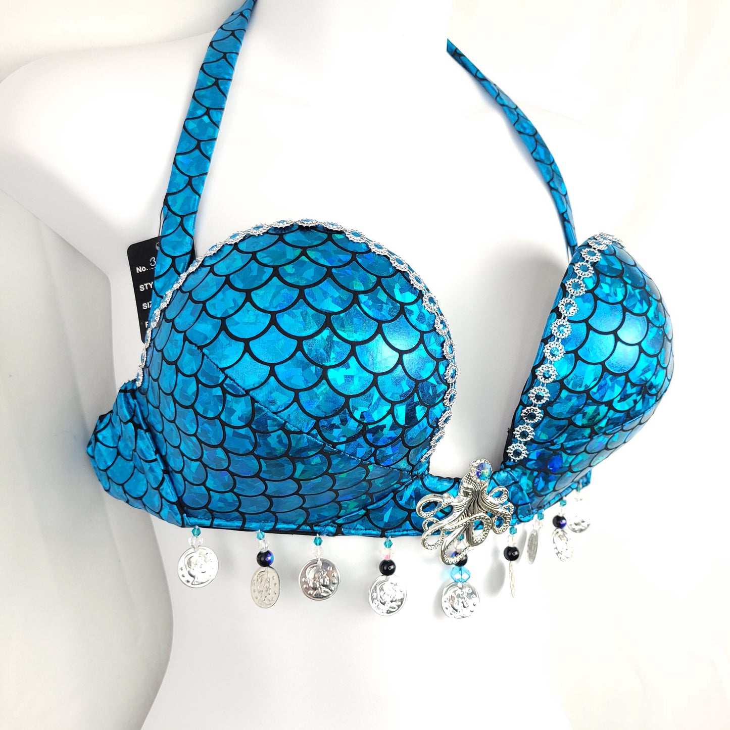 Blue Mermaid Scale Bra Top