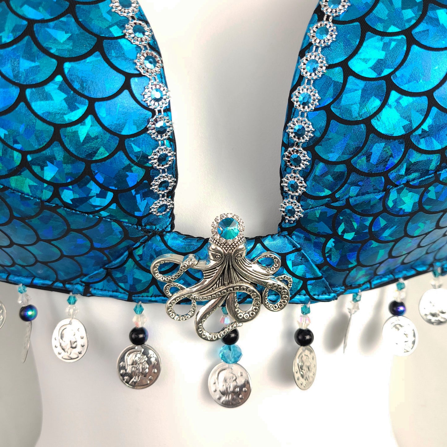 Blue Mermaid Scale Bra Top
