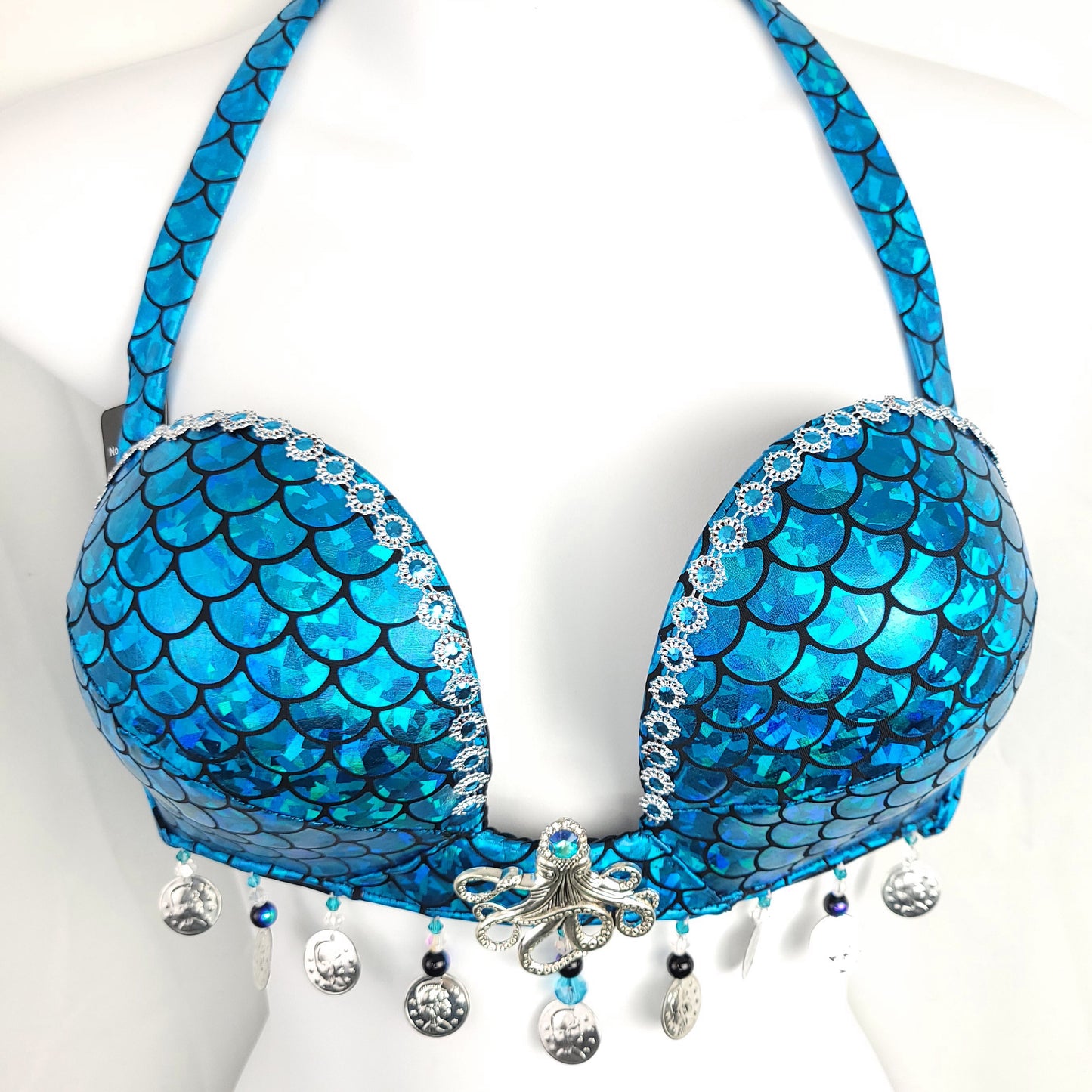 Blue Mermaid Scale Bra Top