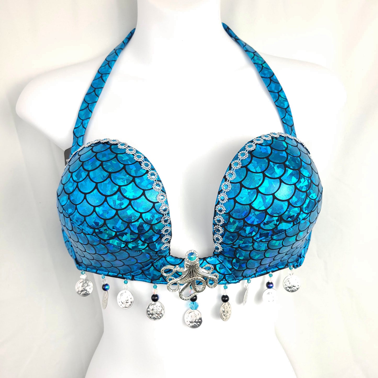 Blue Mermaid Scale Bra Top