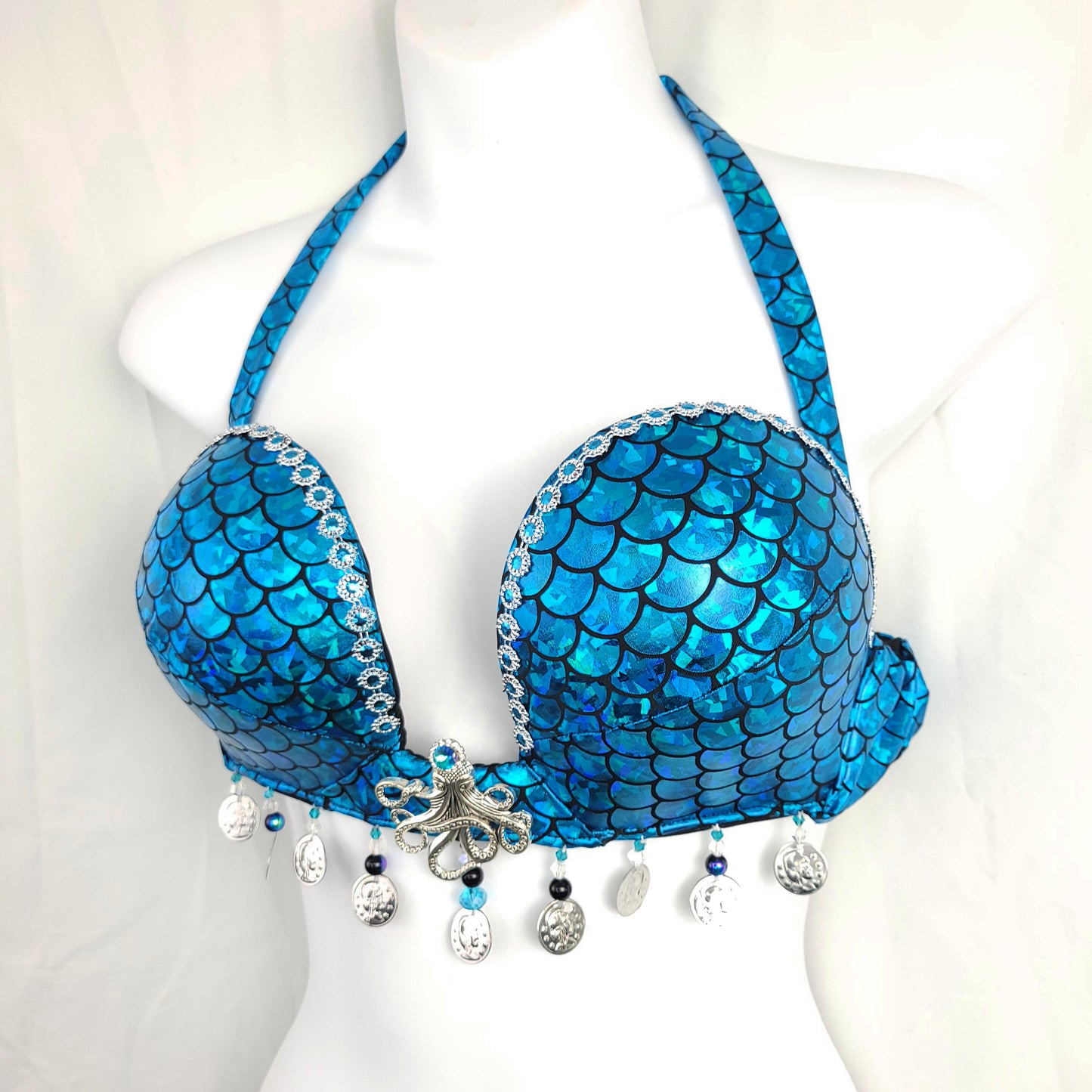 Blue Mermaid Scale Bra Top