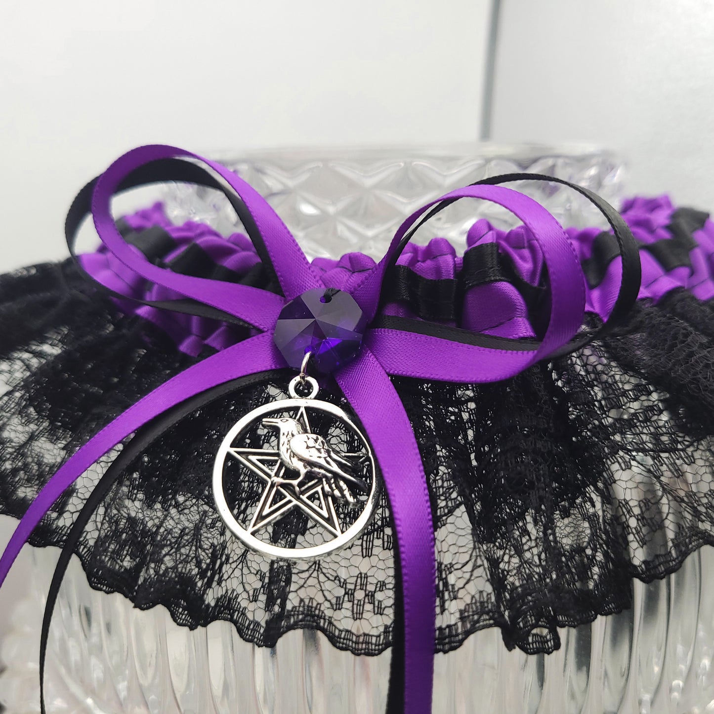 Morrigan Gothic Wedding Garter in Purple