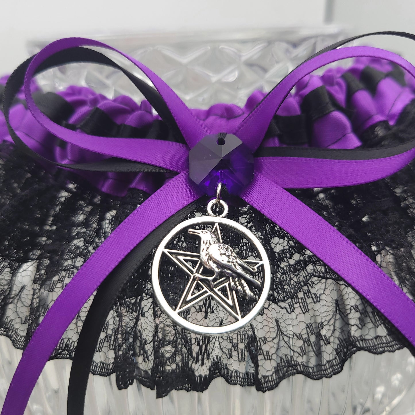 Morrigan Gothic Wedding Garter in Purple