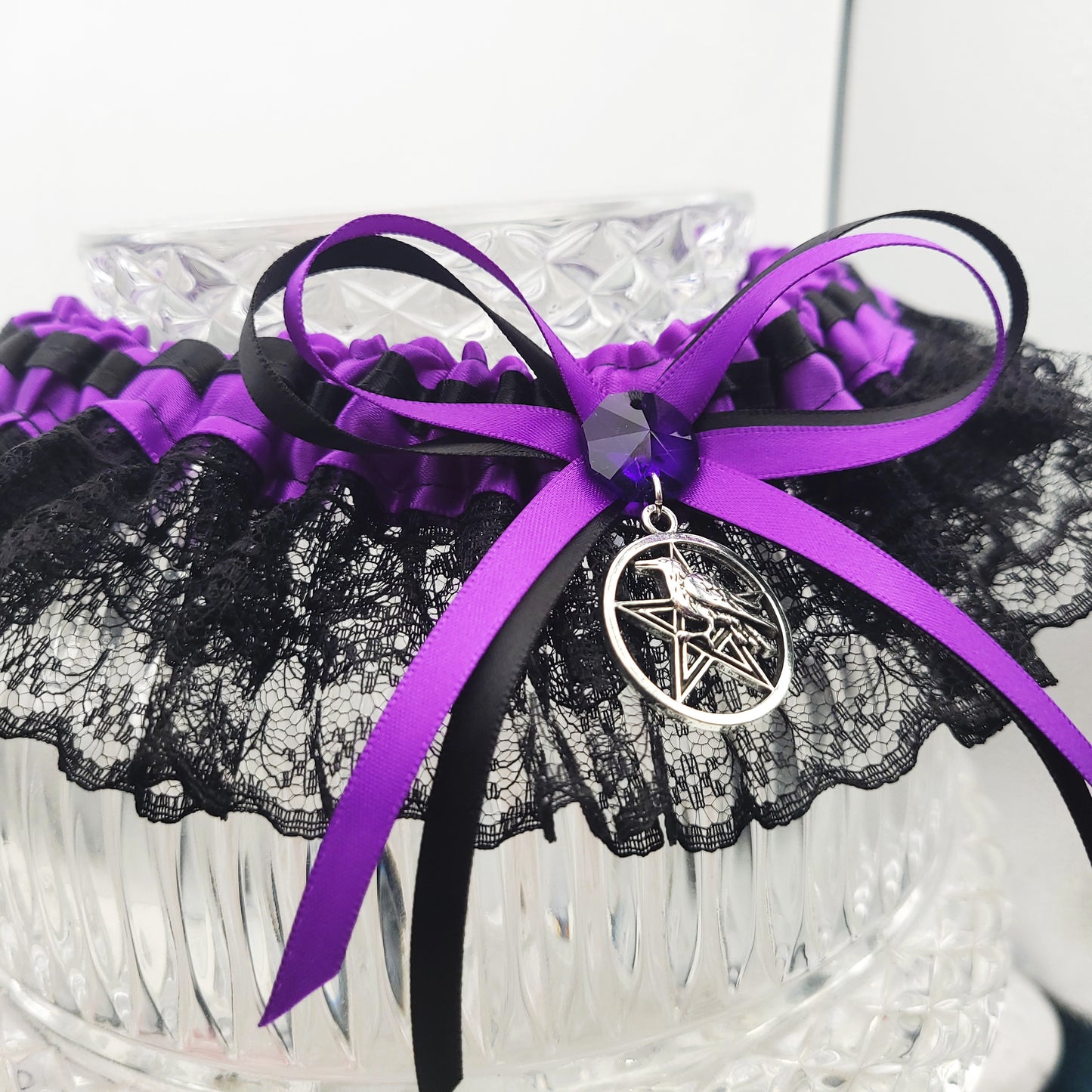 Morrigan Gothic Wedding Garter in Purple