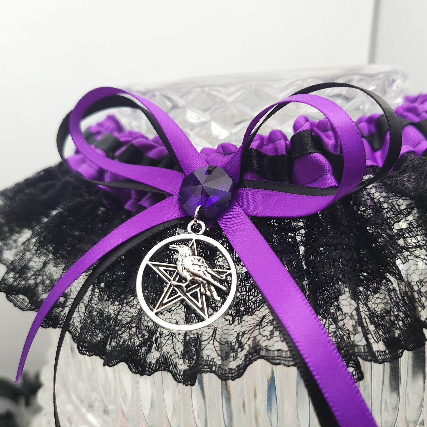 Morrigan Gothic Wedding Garter in Purple