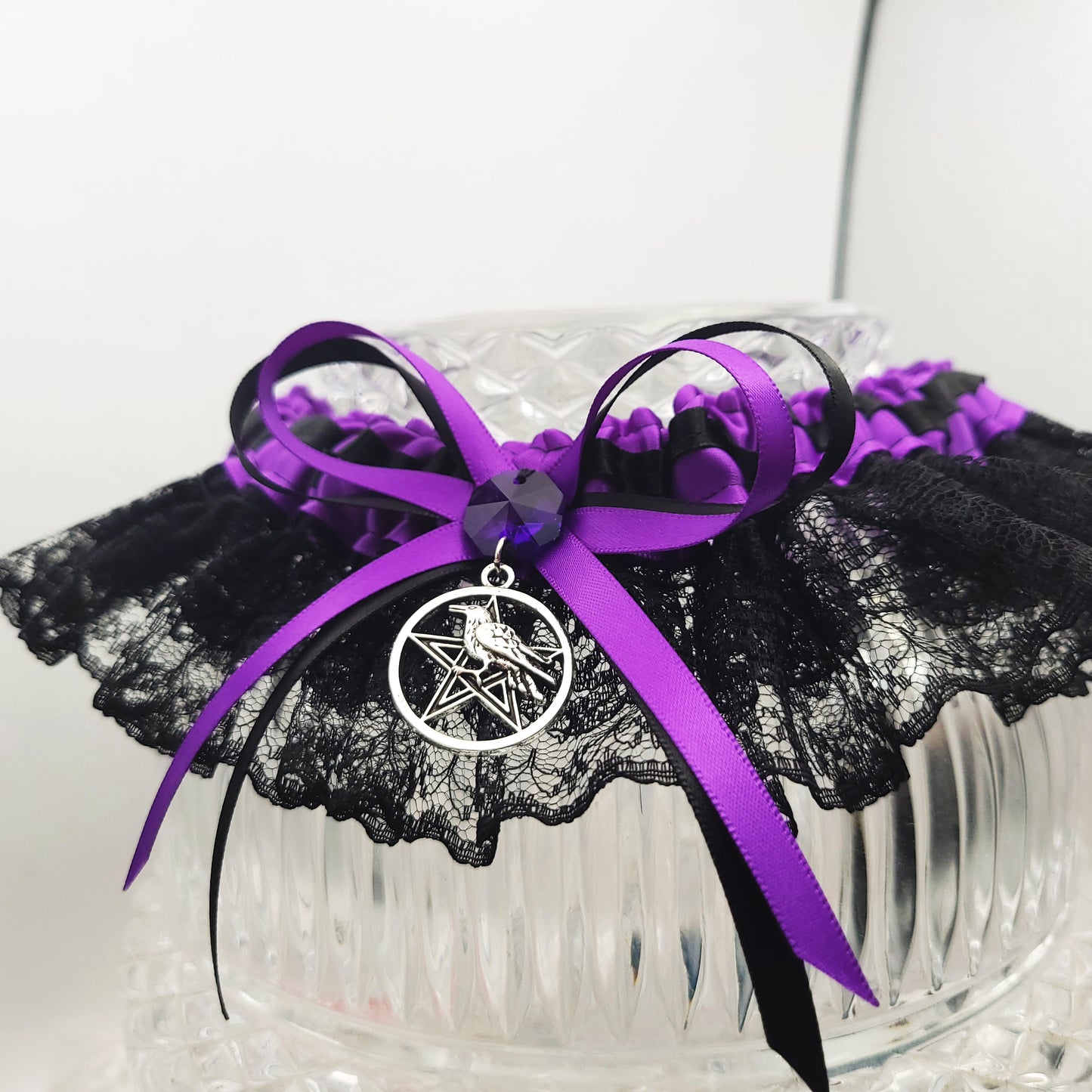 Morrigan Gothic Wedding Garter in Purple