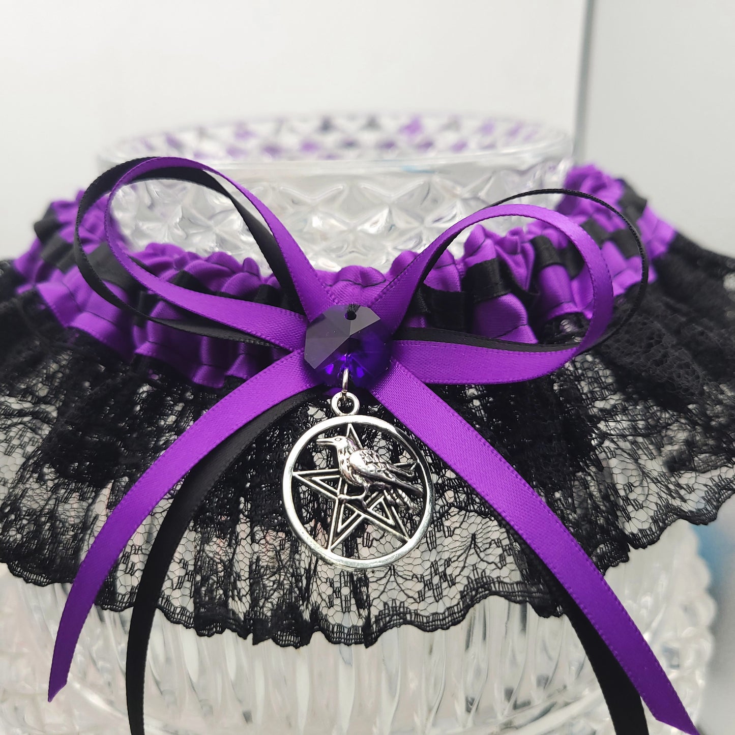 Morrigan Gothic Wedding Garter in Purple