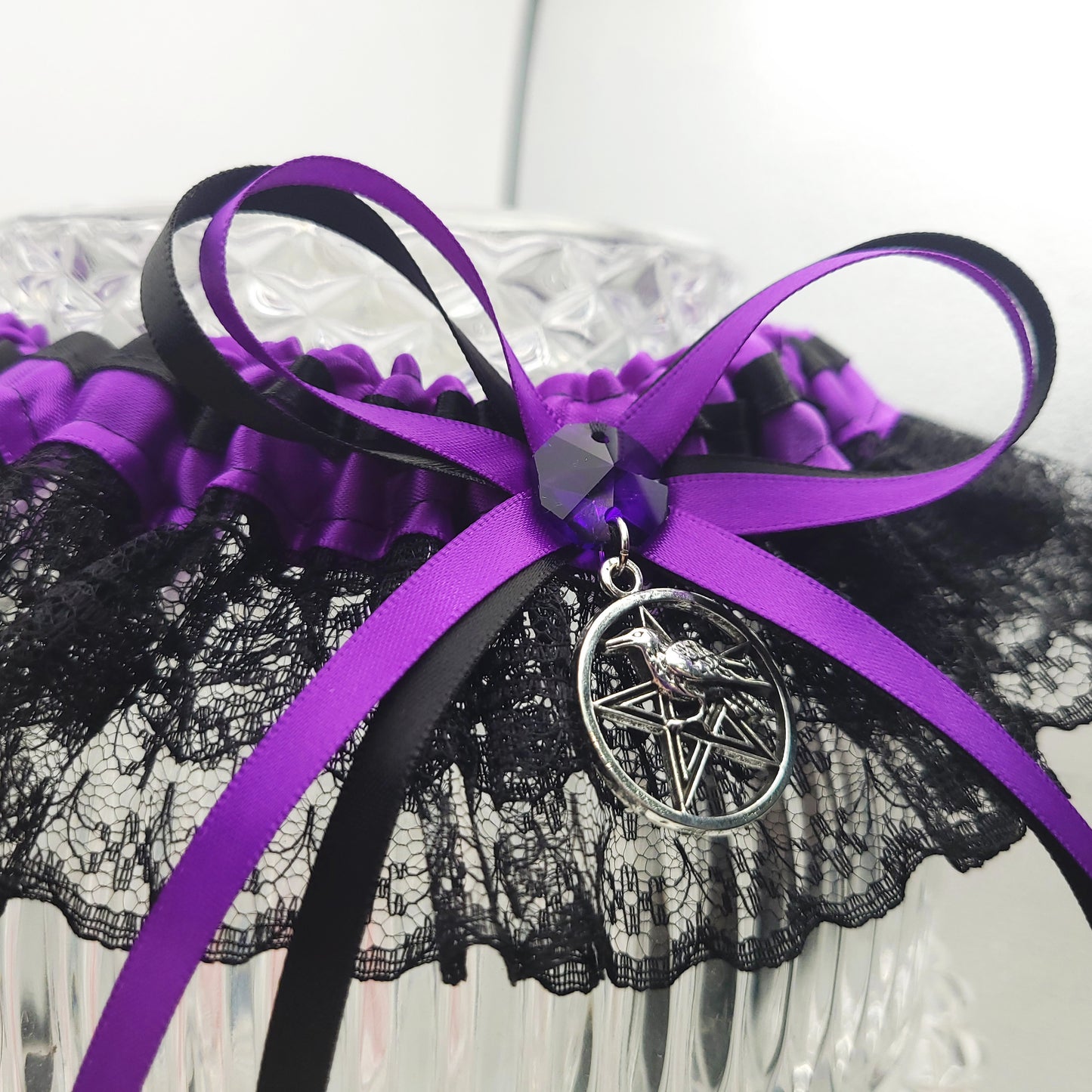 Morrigan Gothic Wedding Garter in Purple