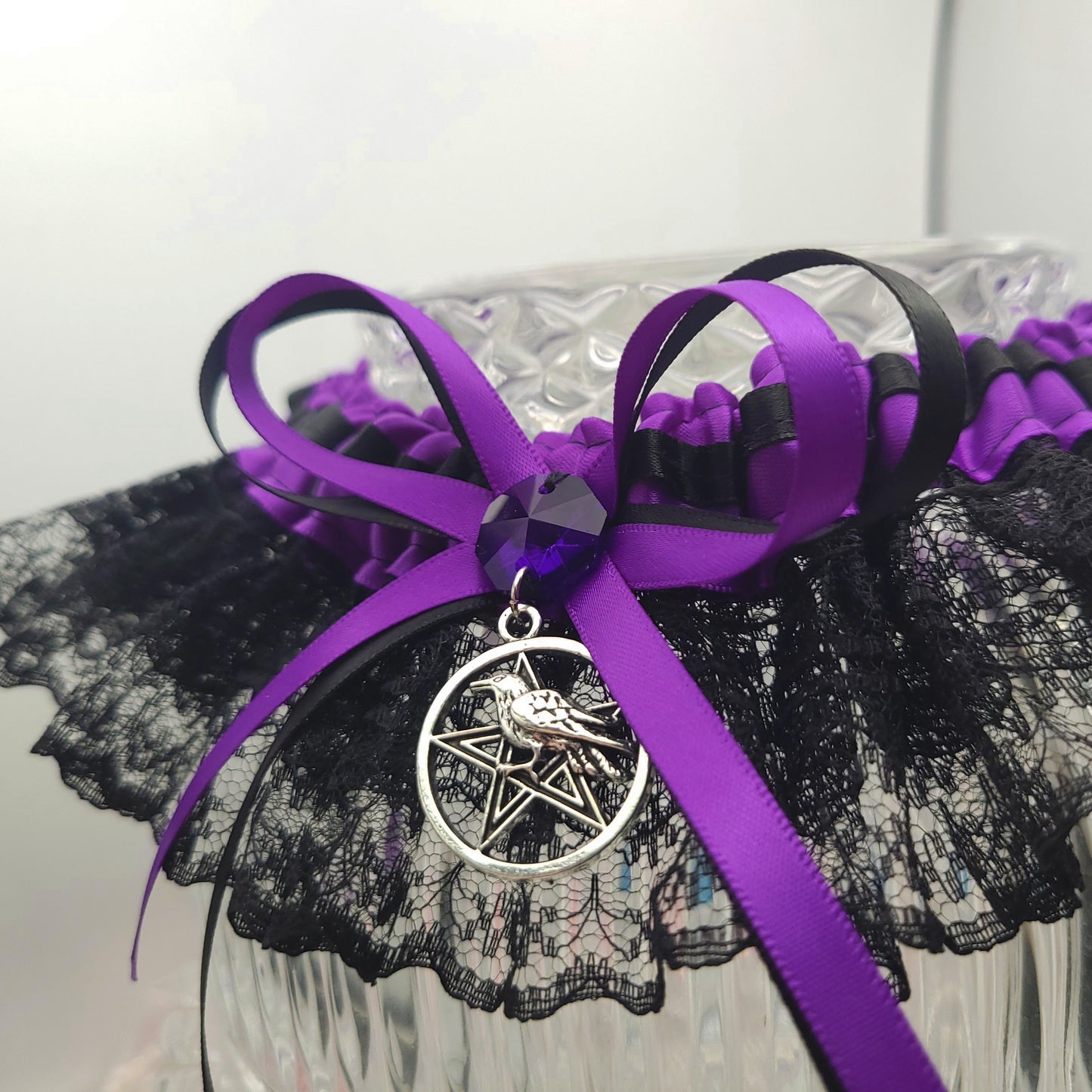 Morrigan Gothic Wedding Garter in Purple
