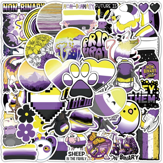 60 Pcs Kawaii Nonbinary Pride Stickers