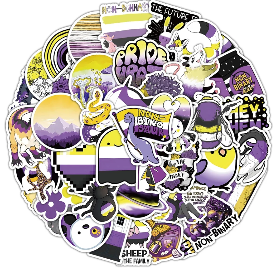 60 Pcs Kawaii Nonbinary Pride Stickers