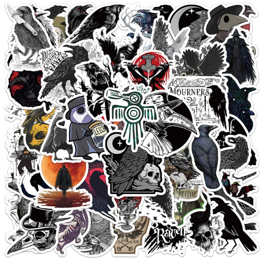 50 Pcs Gothic Raven Stickers