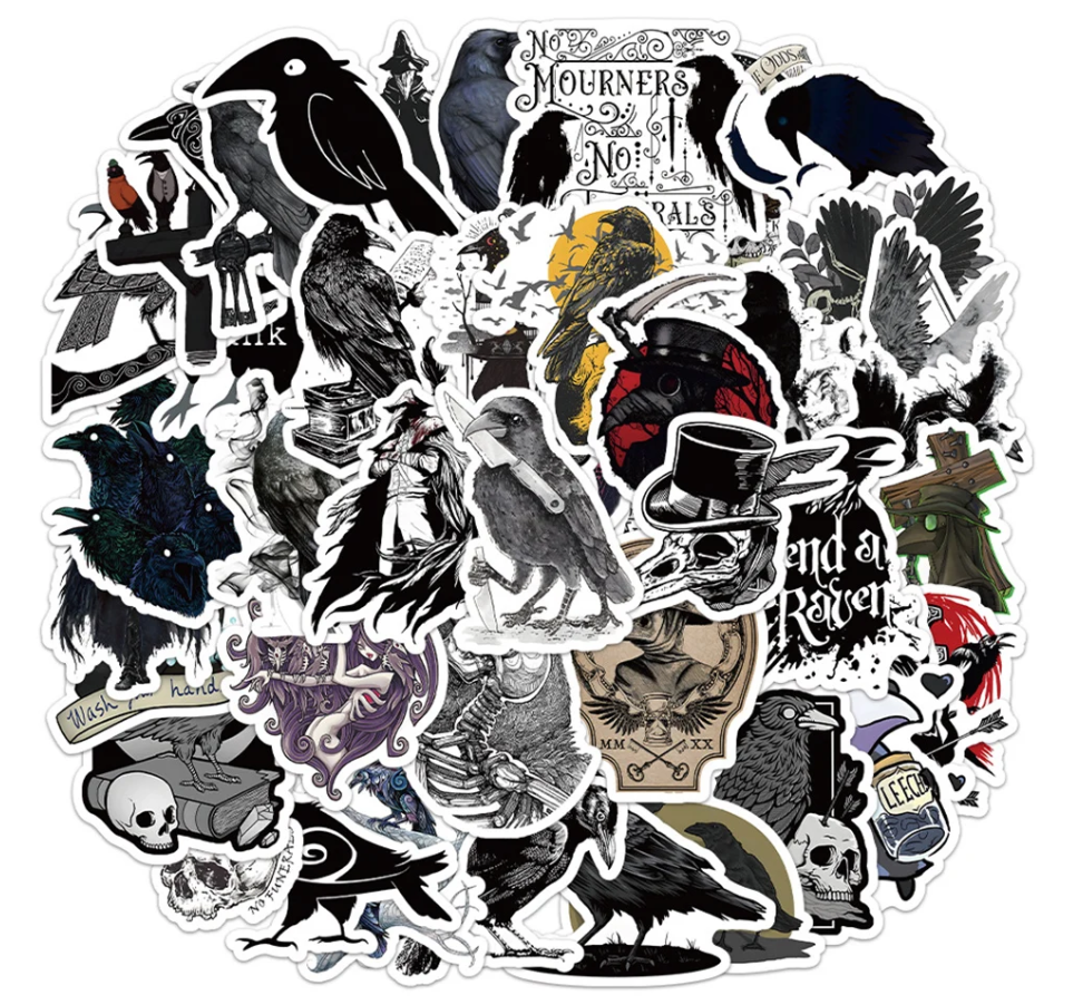 50 Pcs Gothic Raven Stickers