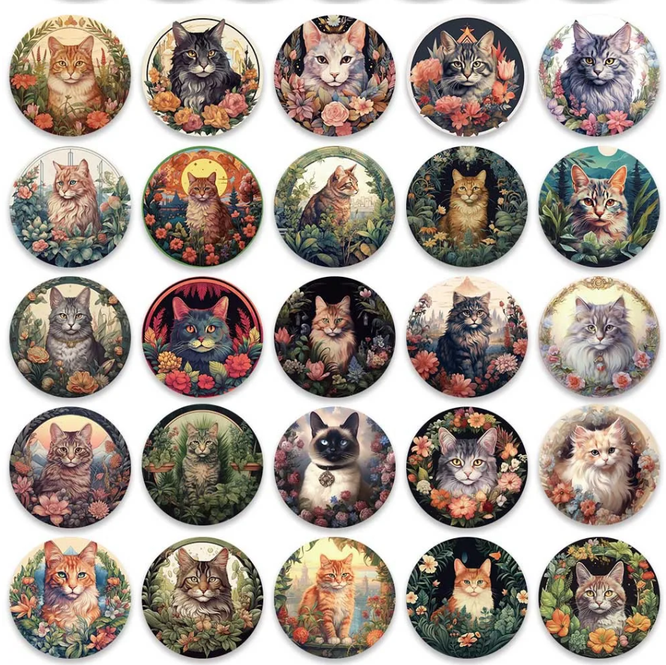 Garden Cat Stickers 50 Pieces