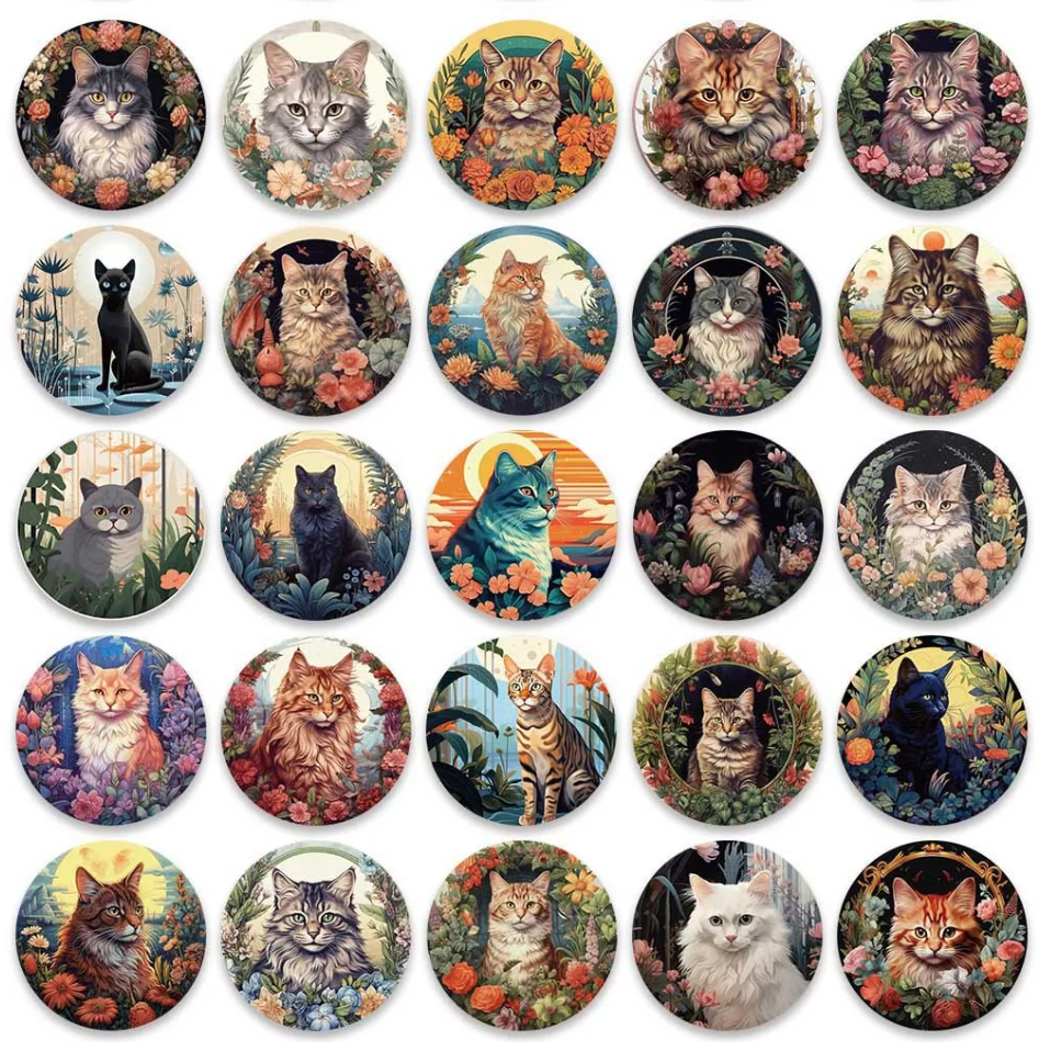 Garden Cat Stickers 50 Pieces