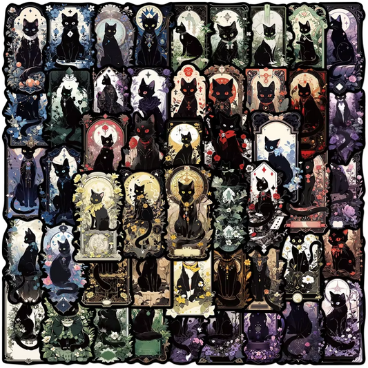 50 Pcs Gothic Black Cat Stickers