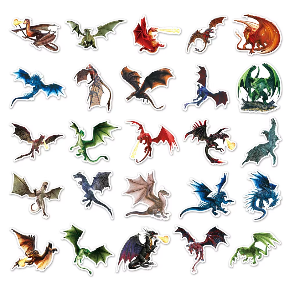 50 Pcs Dragon Stickers