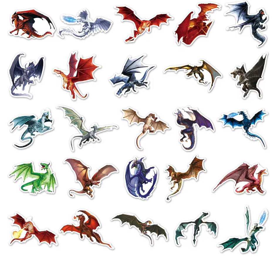 50 Pcs Dragon Stickers