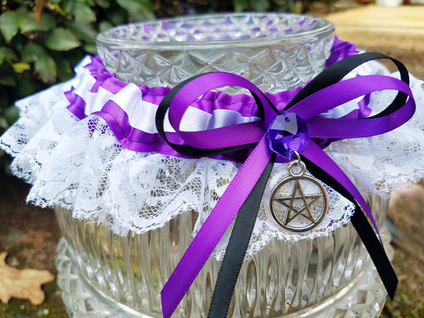 Purple Pentacle Wedding Garter