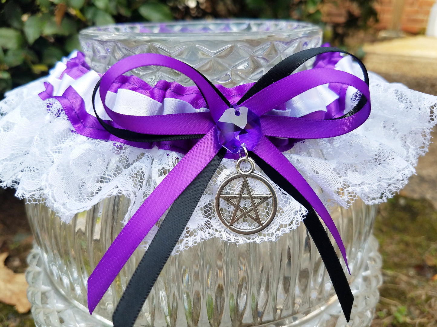Purple Pentacle Wedding Garter