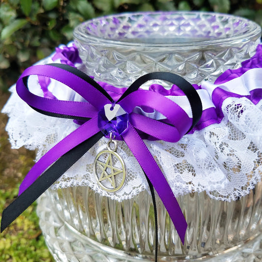 Purple Pentacle Wedding Garter