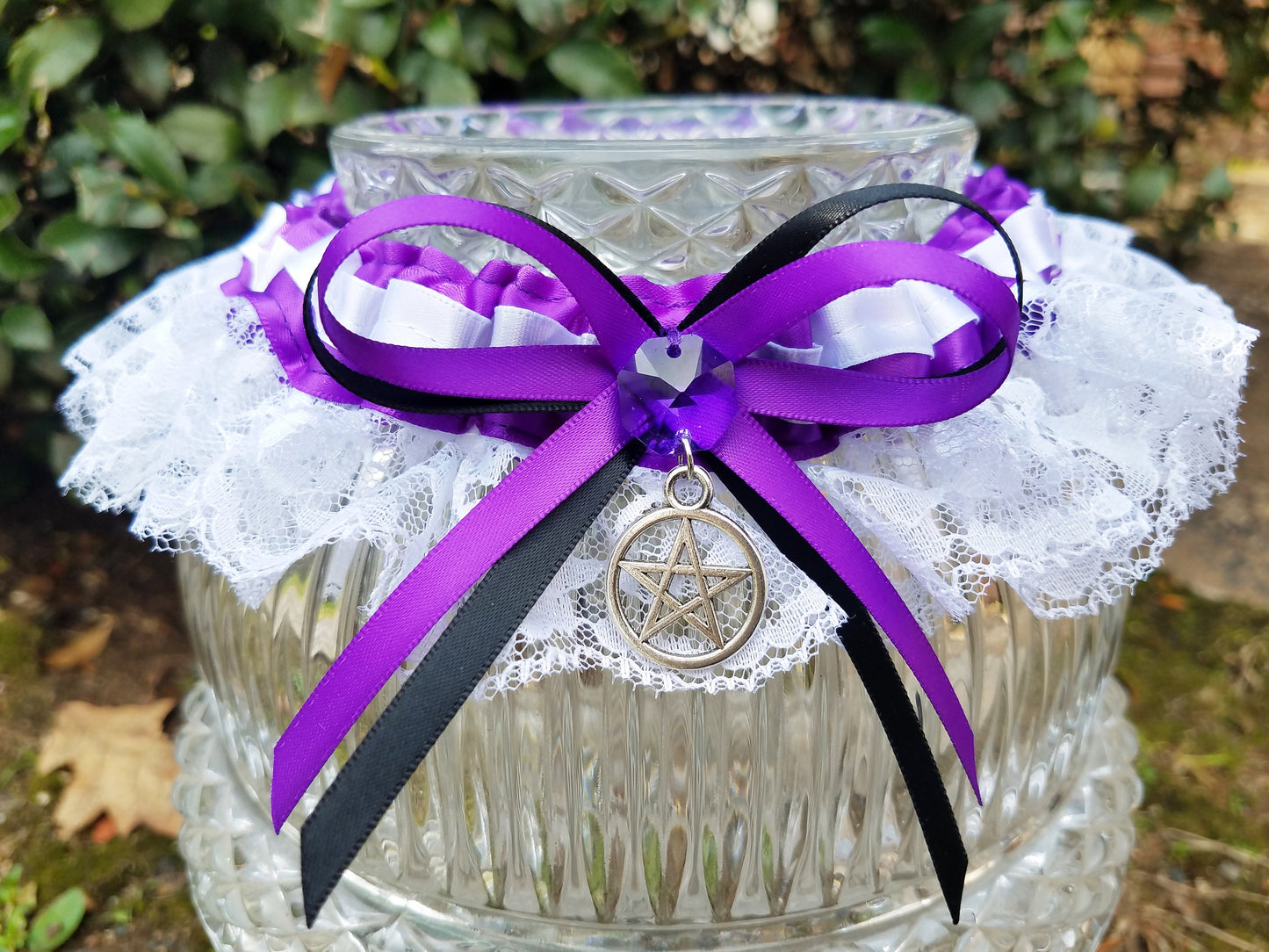 Purple Pentacle Wedding Garter